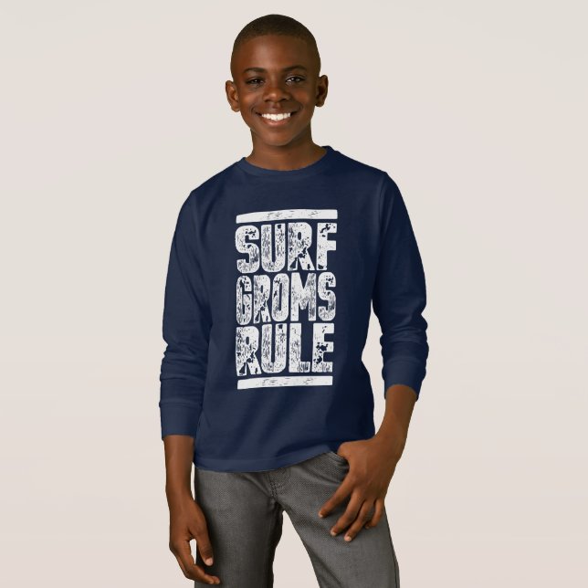 Surfa Groms Rule!!! (vit) T Shirt (Hel framsida)