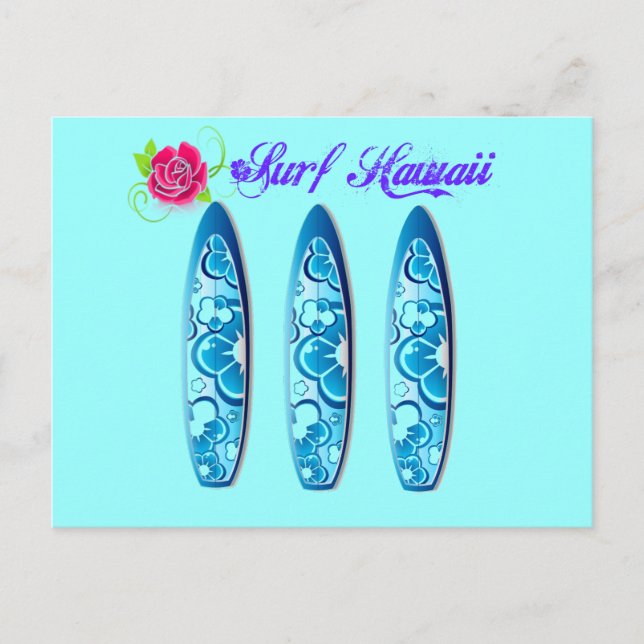 Surfa Hawaii Surfboard Vykort (Framsida)