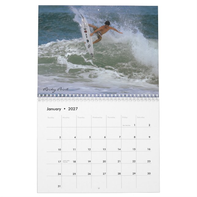 Surfa Hawaii, vid Brad Scott Kalender (Jan 2027)