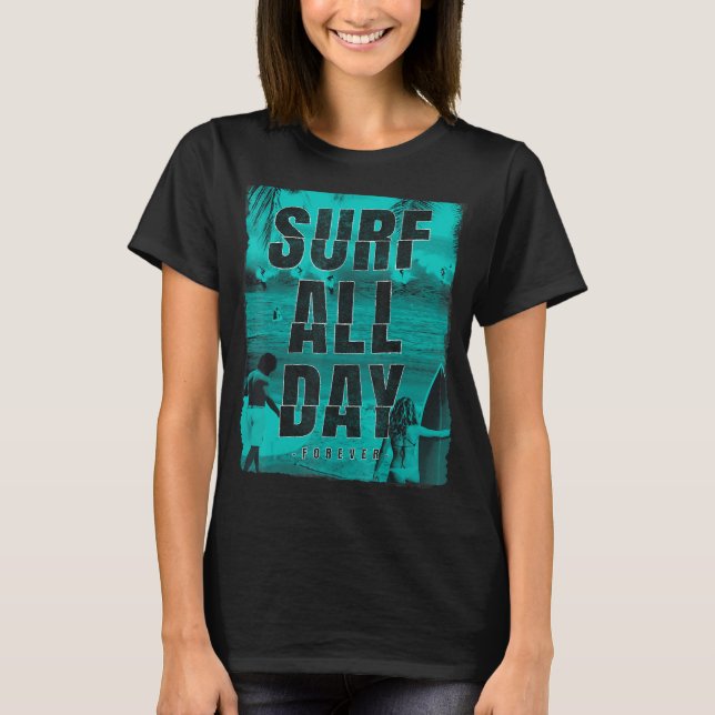 Surfa hela Vintagen Surfa Board T Shirt (Framsida)