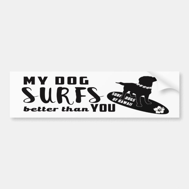 Surfa Hundar Hawaii Bumper Sticker Bildekal (Framsidan)