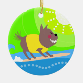 Surfa hunden julgransprydnad keramik