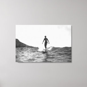 Surfa i den Honolulu Hawaii Longboard surfaren Canvastryck