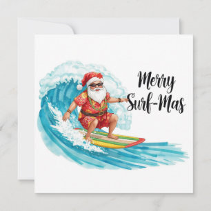 Surfa jul i Hawaii Tropisk Santa Högtid Julkort