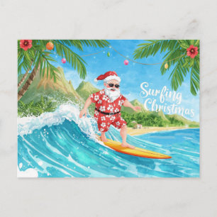 Surfa julen i Hawaii Tropisk tomte julhelg Helg Vykort