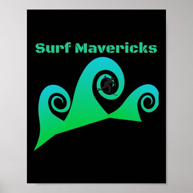 Surfa Mavericks Surfing California Beacher Poster (Framsidan)