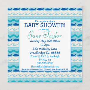 Surfa 'N Fischer Nautical Baby Shower Inbjudningar
