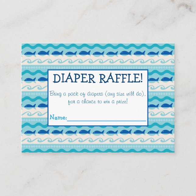 Surfa "N Fishies Diaper Raffle Biljett Tilläggskort (Framsida)