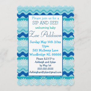 Surfa 'N Sol Nautical Baby Sip and See Inbjudningar