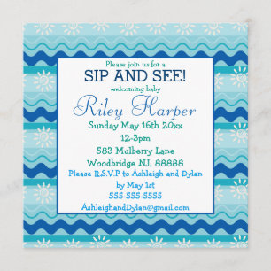 Surfa 'N Sol Nautical Baby Sip and See Inbjudningar