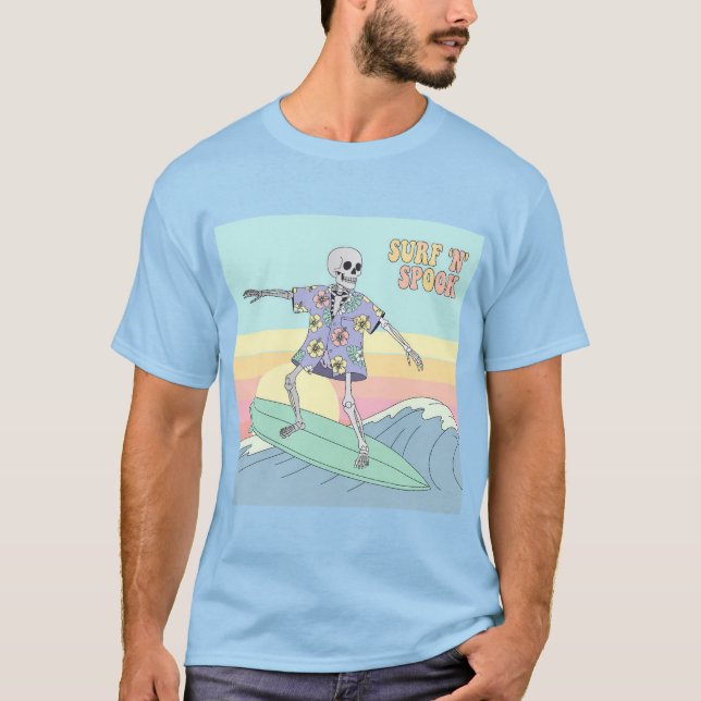 Surfa "N" Spook Skeleton Surfer T Shirt (Framsida)