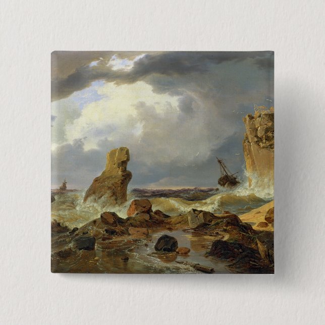 Surfa på en stenig kusten, 1835 knapp (Framsida)