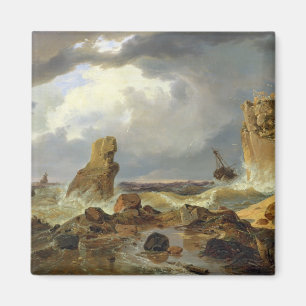 Surfa på en stenig kusten, 1835 magnet