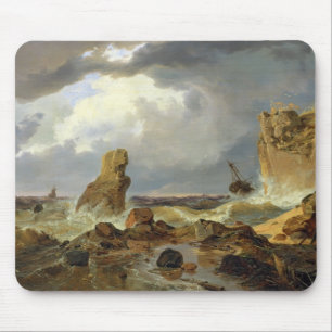 Surfa på en stenig kusten, 1835 musmatta