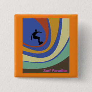 Surfa Paradise surfer rider färglös vinkar Knapp