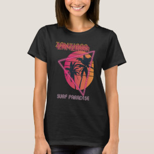 Surfa Paradise Zanzibar Retro Beach Handflatan trä T Shirt
