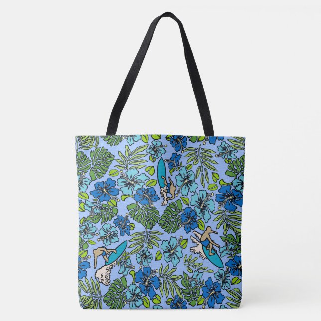 Surfa Pareau Hawaiian Hibiscus Surfing Beach Bag Tygkasse (Framsida)