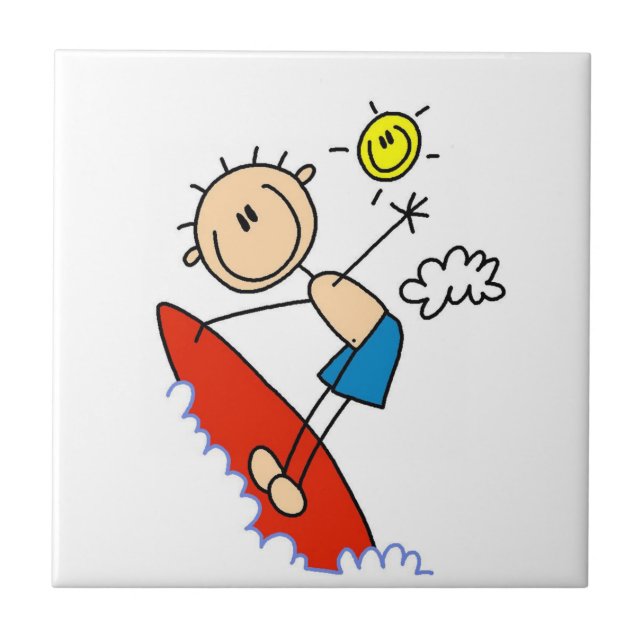 Surfa pojkestick figur kakelplatta (Framsidan)