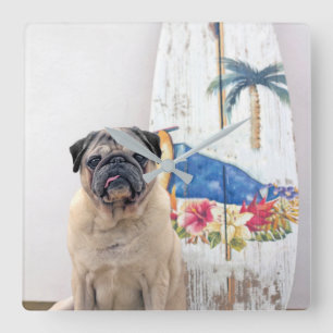 Surfa Pug Fyrkantig Klocka