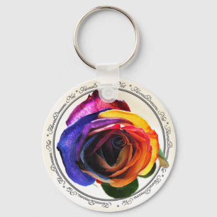 Surfa regnbågen rosa Keychain Nyckelring