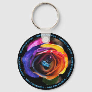 Surfa regnbågen rosa Keychain Nyckelring