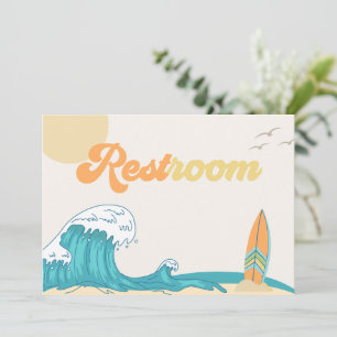 Surfa Restroom Party-tecken Surfa-kort Inbjudningar