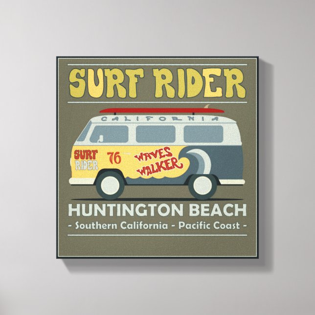 Surfa Rider Huntington Beach Poster Canvastryck (Framsida)