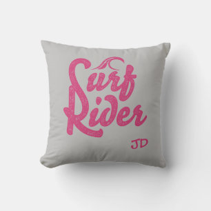 Surfa Rider Quote Monogram Rosa Black Trendig Kudde