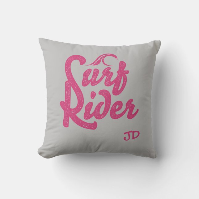 Surfa Rider Quote Monogram Rosa Black Trendig Kudde (Framsida)