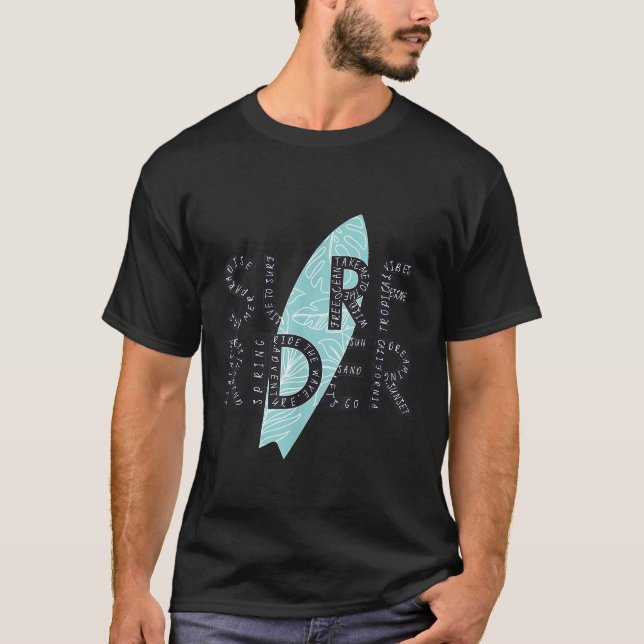 Surfa Rider Typography surfboard umcitattecken Sur T Shirt (Framsida)