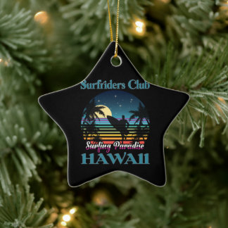 Surfa riders Klubb, Surfing Paradise, Hawaii Julgransprydnad Keramik