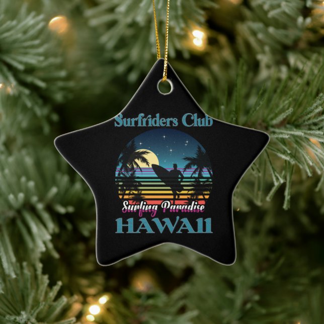 Surfa riders Klubb, Surfing Paradise, Hawaii Julgransprydnad Keramik (Träd)