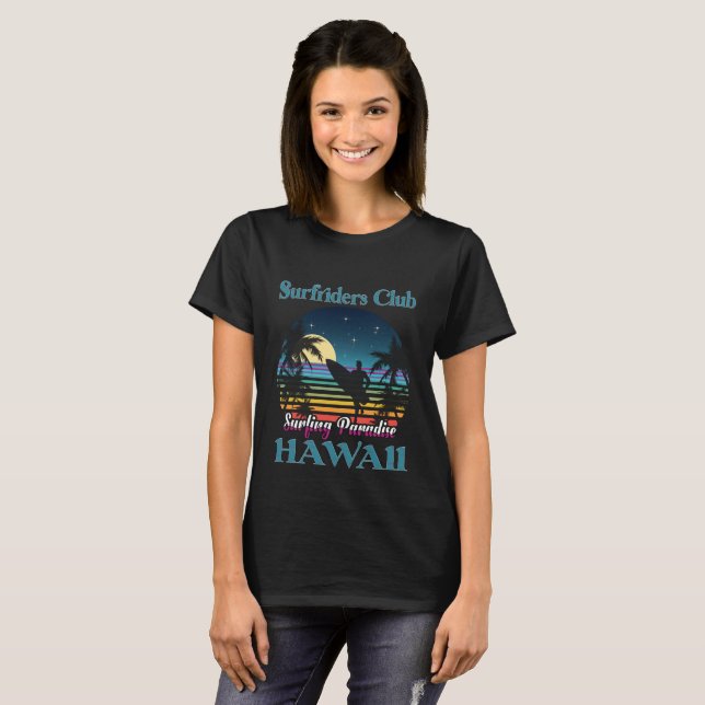 Surfa riders Klubb, Surfing Paradise, Hawaii T Shirt (Hel framsida)