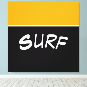 SURFA Roligt Bright Golden Gult Black Färg Block Canvastryck