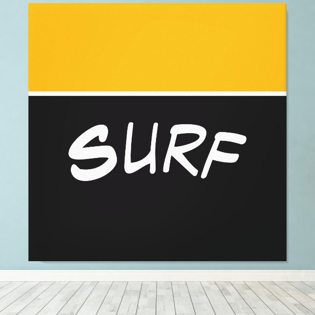 SURFA Roligt Bright Golden Gult Black Färg Block Canvastryck (Insitu (trägolv))