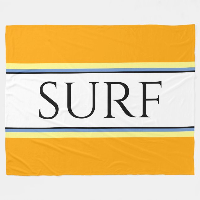 SURFA Roligt Golden Gult White Blue Tävla Rand Fleecefilt (Framsidan (Horisontell))
