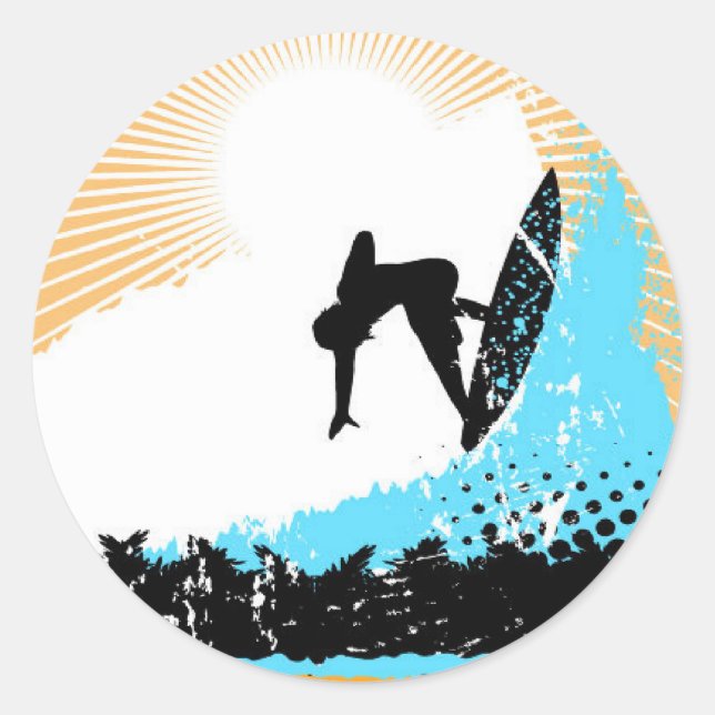 Surfa Runt Klistermärke (Framsida)