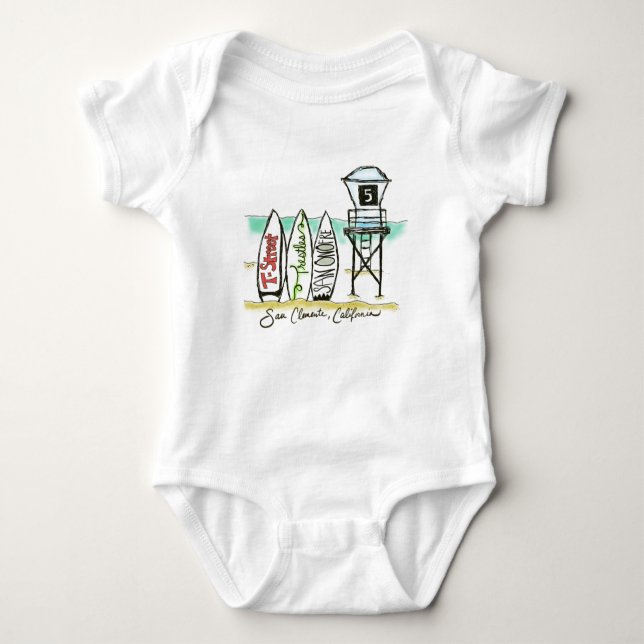 Surfa San Clemente Baby Bodydräkt T-shirt (Framsida)