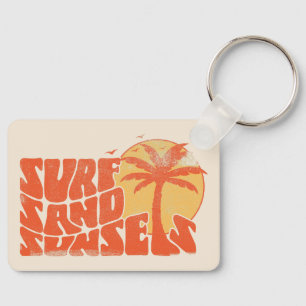 Surfa Sand Sunsets Beach Life Handflatan Träd Nyckelring