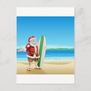 Surfa Santa på stranden Helg Vykort