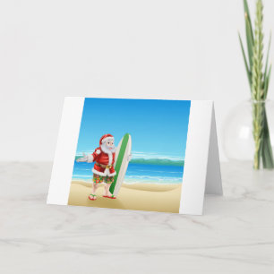 Surfa Santa på stranden Helgkort