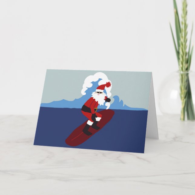 Surfa Santa-Vågrät hälsningkort Helgkort (Framsida)
