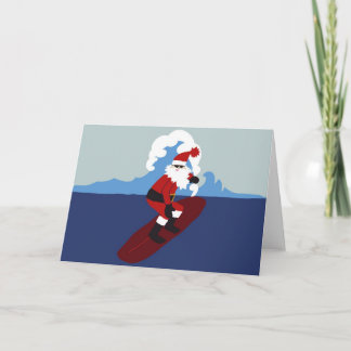 Surfa Santa-Vågrät hälsningkort Helgkort