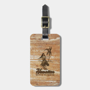 Surfa Shack Hawaiian Hula Girl Faux Wood Bagagebricka