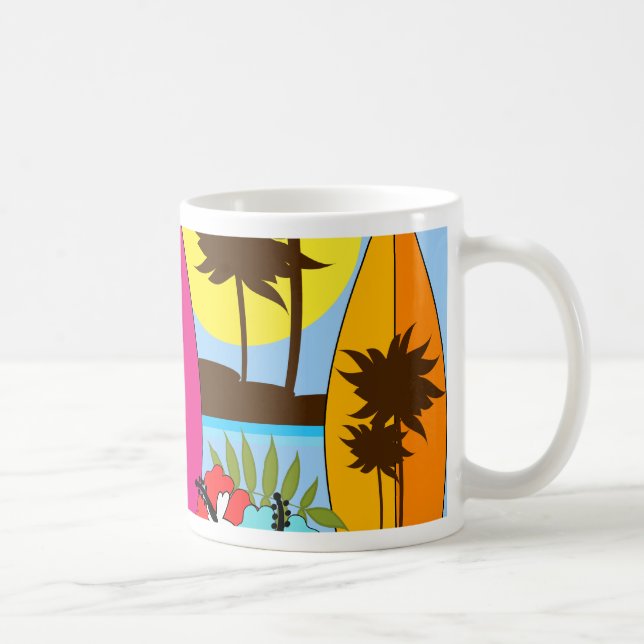 Surfa shoppar surfa palmträdet för kaffemugg (Höger)