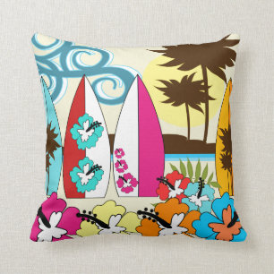 Surfa shoppar surfa palmträdet för kudde