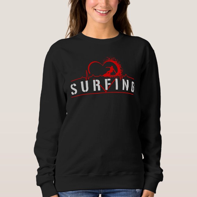 Surfa Surfer Surfer Surfing Heartslag Vinkara Kvin T Shirt (Framsida)