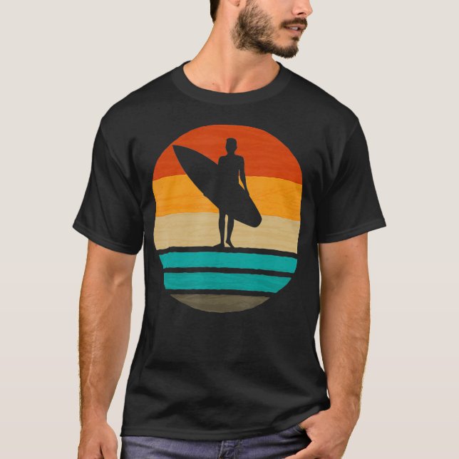 Surfa Surfing Surfboard Sunset 70 s 80-tal Surfer  T Shirt (Framsida)