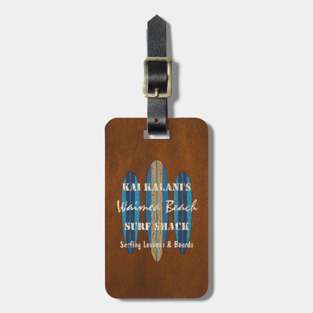 Surfa-tecken Anpassa monogram hawaiiska surfboard Bagagebricka (Vertikal Framsida)
