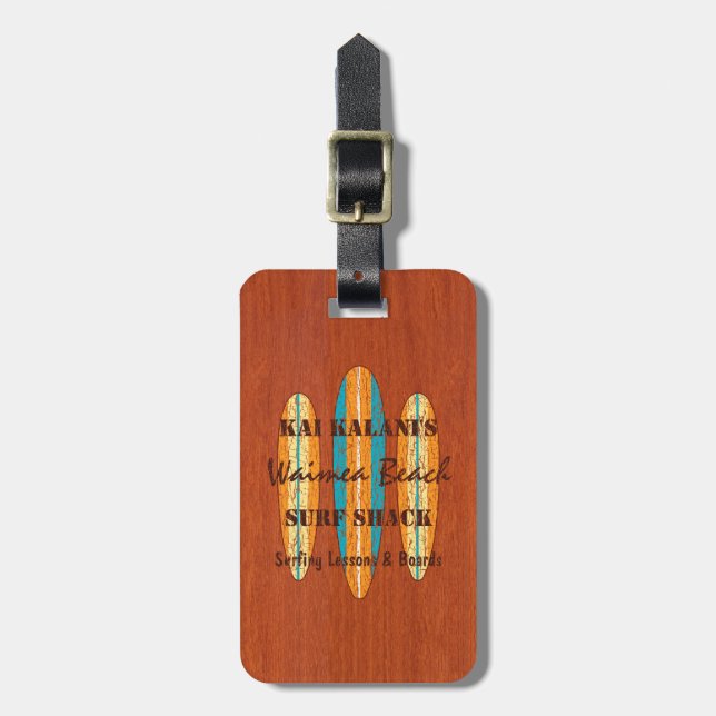 Surfa-tecken Anpassa monogram hawaiiska surfboard Bagagebricka (Vertikal Framsida)